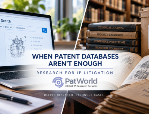 Patent database and archive research for IP litigation
